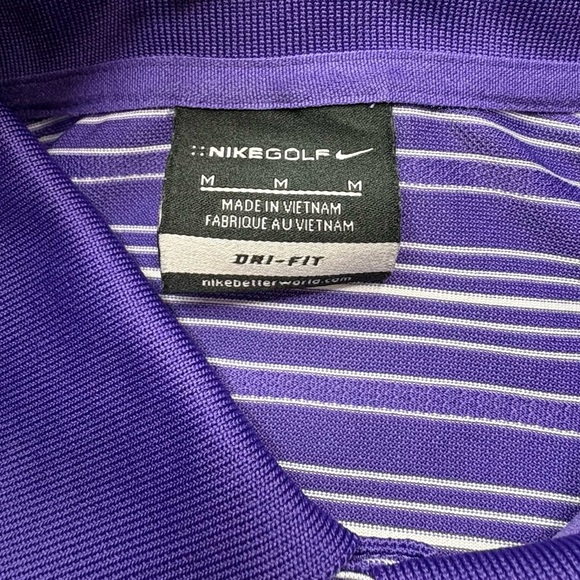 Men’s Nike Golf Shirt | Medium | Purple & White Stripes - Picture 3 of 6